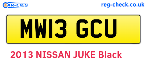 MW13GCU are the vehicle registration plates.