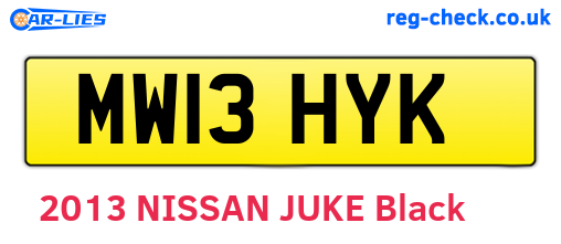 MW13HYK are the vehicle registration plates.