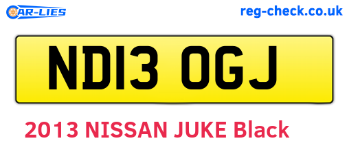 ND13OGJ are the vehicle registration plates.