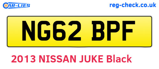 NG62BPF are the vehicle registration plates.