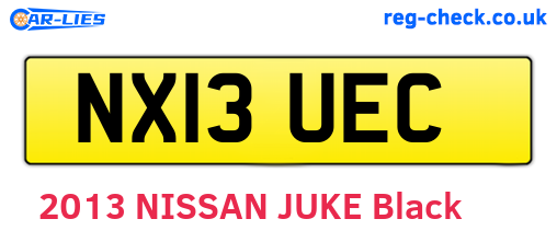 NX13UEC are the vehicle registration plates.