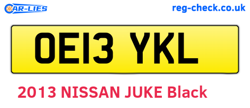 OE13YKL are the vehicle registration plates.