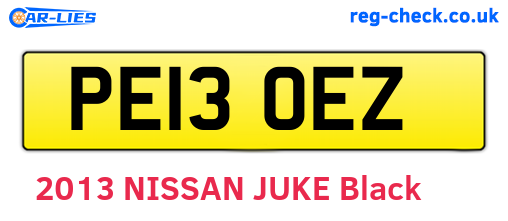 PE13OEZ are the vehicle registration plates.
