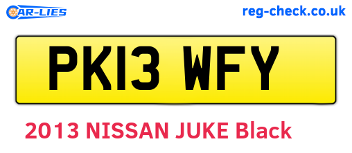 PK13WFY are the vehicle registration plates.