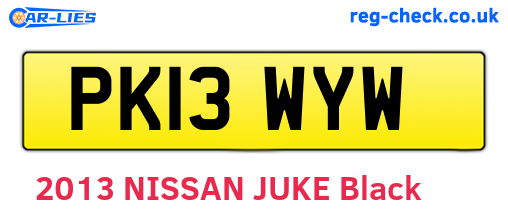 PK13WYW are the vehicle registration plates.