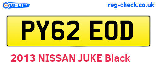 PY62EOD are the vehicle registration plates.