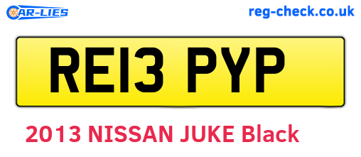 RE13PYP are the vehicle registration plates.