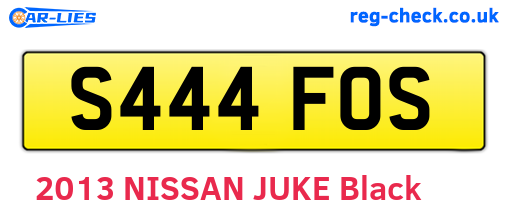 S444FOS are the vehicle registration plates.