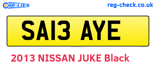SA13AYE are the vehicle registration plates.