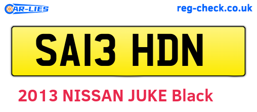 SA13HDN are the vehicle registration plates.