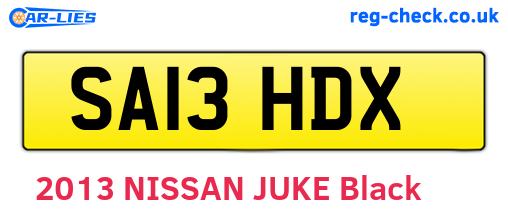 SA13HDX are the vehicle registration plates.