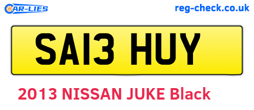 SA13HUY are the vehicle registration plates.