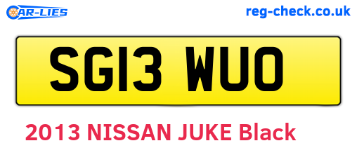SG13WUO are the vehicle registration plates.
