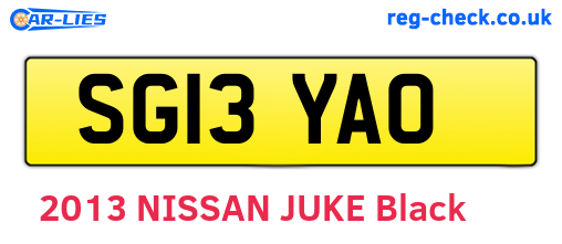 SG13YAO are the vehicle registration plates.