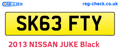 SK63FTY are the vehicle registration plates.