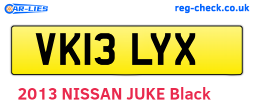 VK13LYX are the vehicle registration plates.