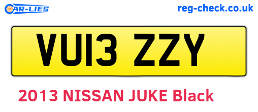 VU13ZZY are the vehicle registration plates.