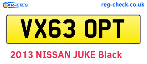 VX63OPT are the vehicle registration plates.