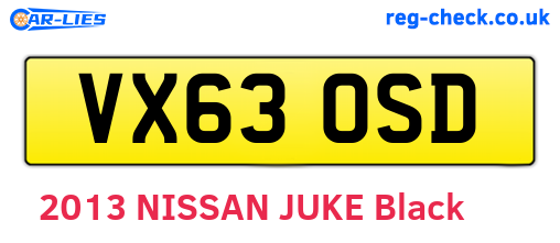 VX63OSD are the vehicle registration plates.