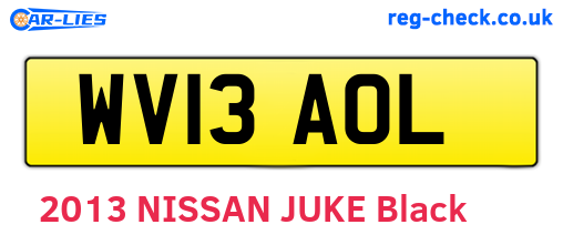 WV13AOL are the vehicle registration plates.