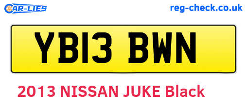 YB13BWN are the vehicle registration plates.