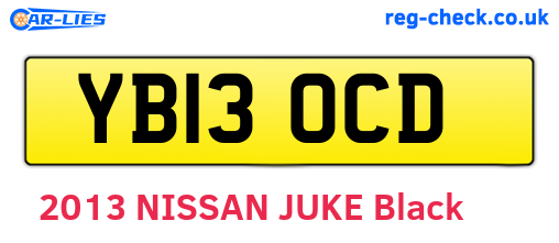 YB13OCD are the vehicle registration plates.