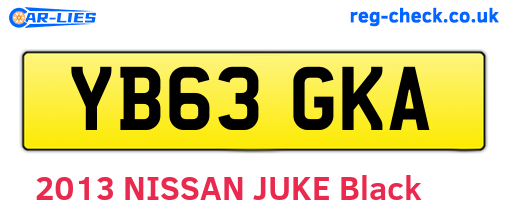 YB63GKA are the vehicle registration plates.