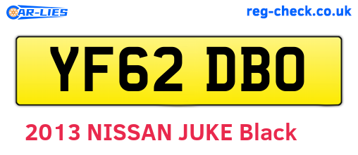 YF62DBO are the vehicle registration plates.
