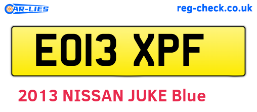 EO13XPF are the vehicle registration plates.