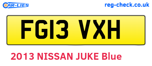 FG13VXH are the vehicle registration plates.