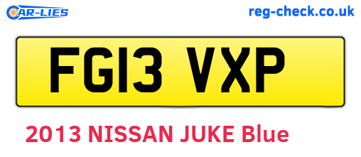 FG13VXP are the vehicle registration plates.