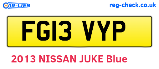 FG13VYP are the vehicle registration plates.