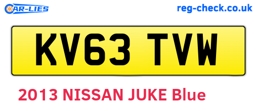 KV63TVW are the vehicle registration plates.