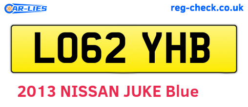 LO62YHB are the vehicle registration plates.