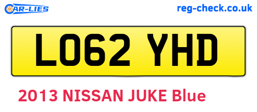 LO62YHD are the vehicle registration plates.