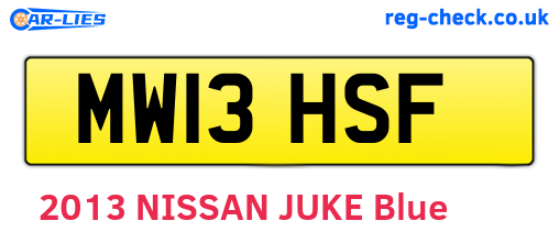 MW13HSF are the vehicle registration plates.