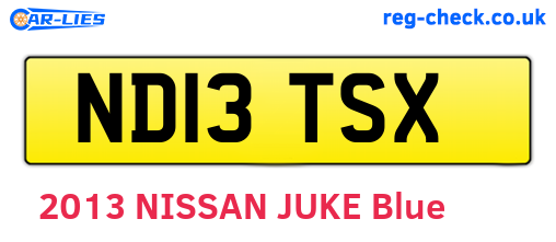 ND13TSX are the vehicle registration plates.