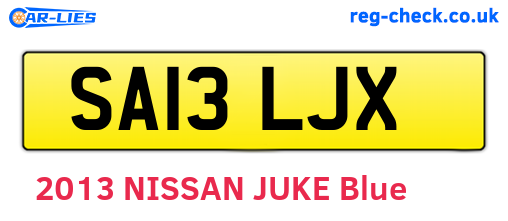 SA13LJX are the vehicle registration plates.