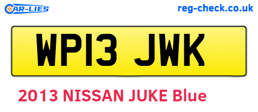 WP13JWK are the vehicle registration plates.