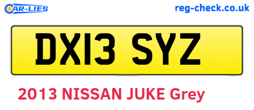 DX13SYZ are the vehicle registration plates.