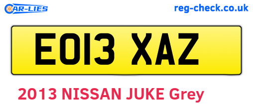 EO13XAZ are the vehicle registration plates.