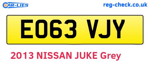 EO63VJY are the vehicle registration plates.