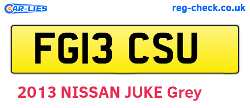 FG13CSU are the vehicle registration plates.
