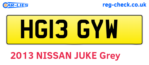 HG13GYW are the vehicle registration plates.
