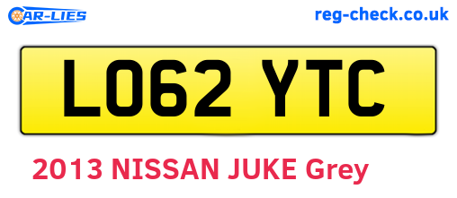 LO62YTC are the vehicle registration plates.