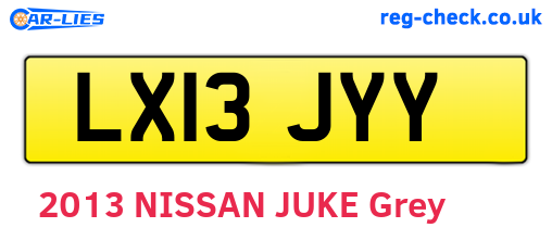 LX13JYY are the vehicle registration plates.