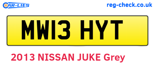 MW13HYT are the vehicle registration plates.