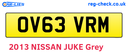 OV63VRM are the vehicle registration plates.
