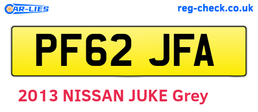 PF62JFA are the vehicle registration plates.