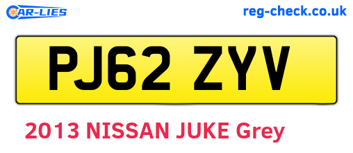 PJ62ZYV are the vehicle registration plates.